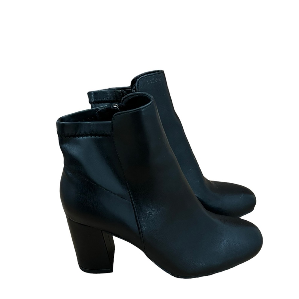 Mia Carla Bootie Black Womens Size 6 Bootie Vegan Faux Leather‎ Zip Block Heel